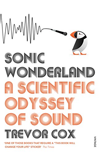 Book cover: "Sonic Wonderland" with soundwave, puffin, and bold typography.