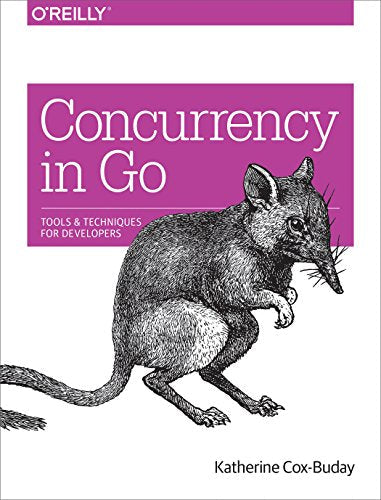 Book cover: "Concurrency in Go" with a sketched jerboa illustration.