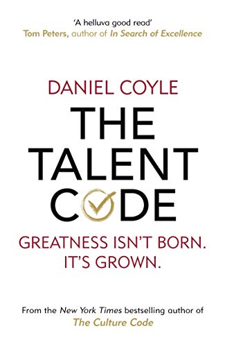 Book cover: "The Talent Code" by Daniel Coyle, white background, bold text.