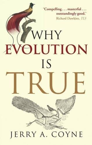 Book cover: "Why Evolution is True" with bird and fossil imagery.
