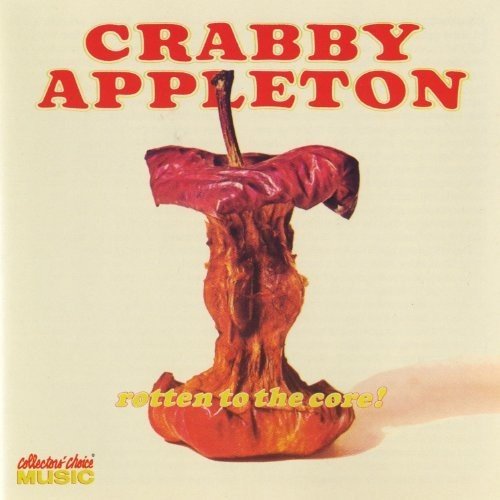 "Album cover with rotten apple and red title 'Crabby Appleton' on beige background."