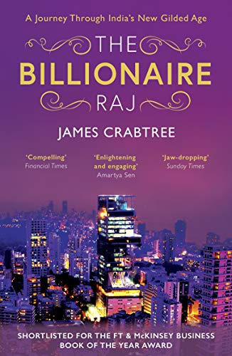 Book cover: “The Billionaire Raj” with a city skyline background.