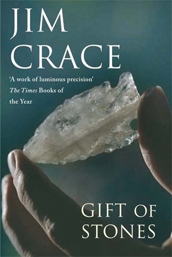 Book cover: hand holding a clear crystal, title “The Gift of Stones”.