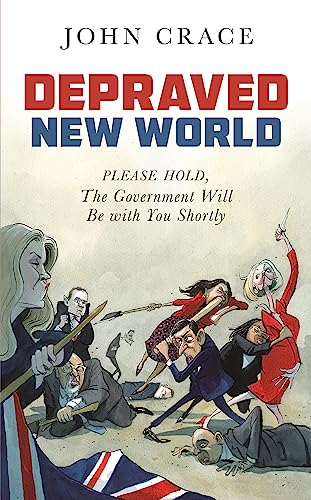 Book cover: “Depraved New World” with cartoon illustration of political chaos.