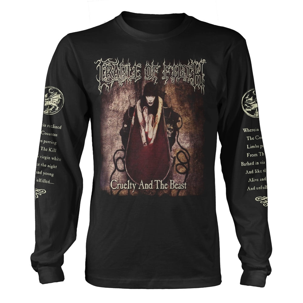 Black long-sleeve shirt with gothic artwork and band name "Cradle of Filth".