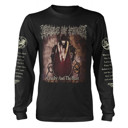 Black long-sleeve shirt with gothic artwork and band name "Cradle of Filth".