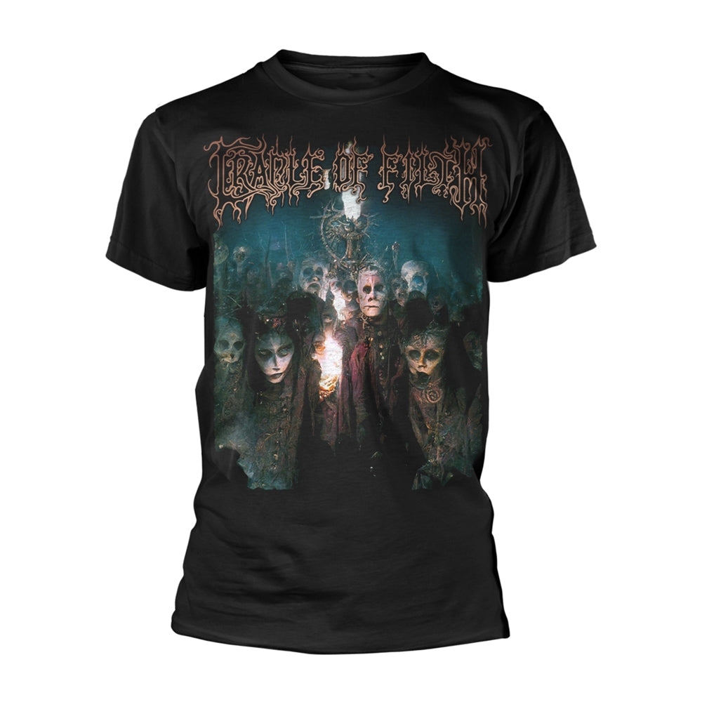Black t-shirt with gothic imagery and "Cradle Of Filth" logo.