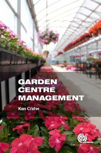 Book cover with red flowers and greenhouse interior, titled "Garden Centre Management".