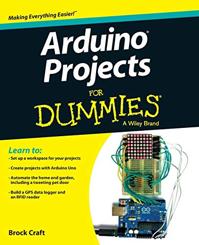 Book cover for Arduino Projects For Dummies featuring an Arduino board with LED matrix.