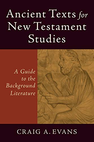 Book cover: “Ancient Texts for New Testament Studies” with sculpted figure.