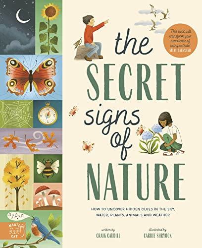 Book cover with illustrations of nature and children observing it.