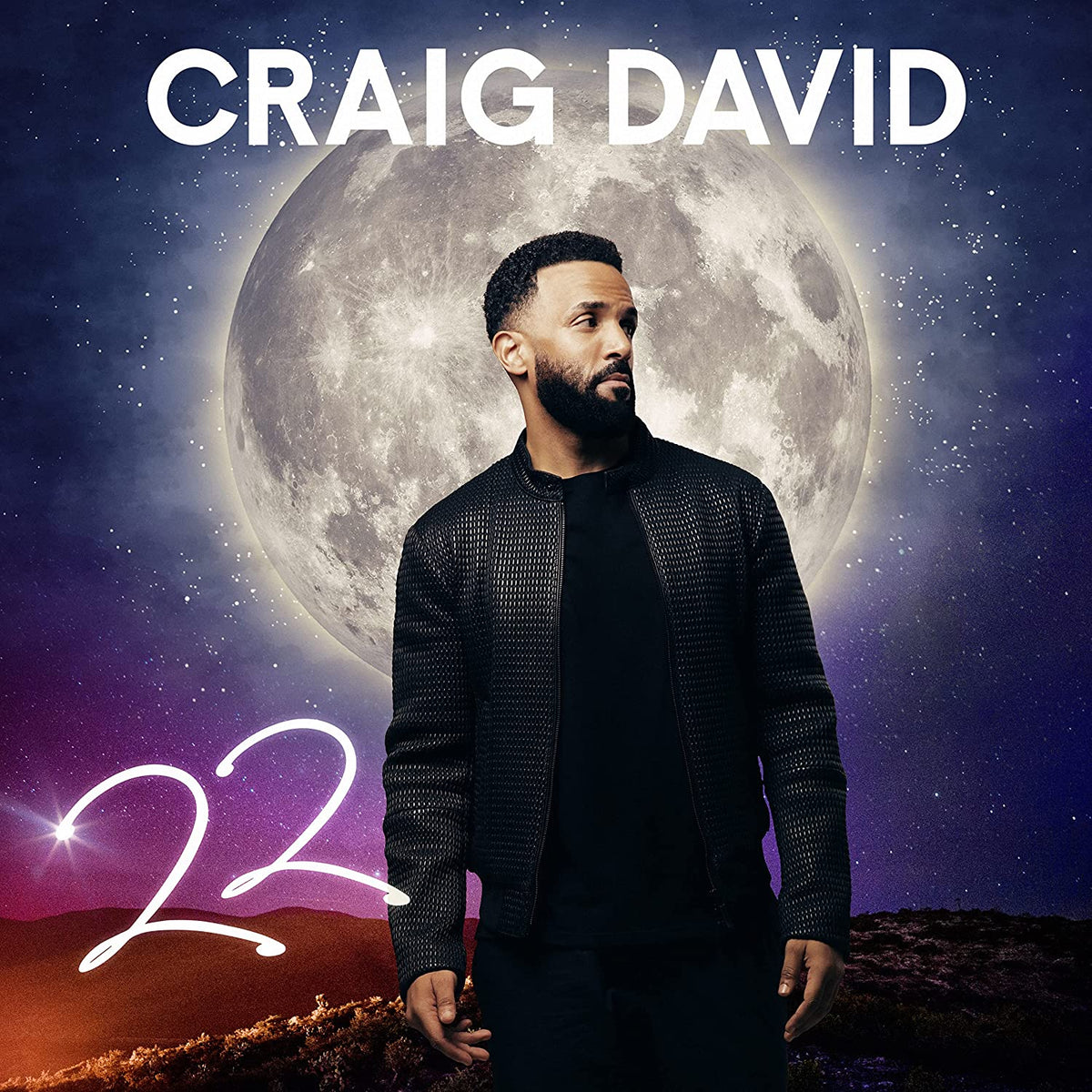 "Album cover featuring Craig David standing in front of a full moon."