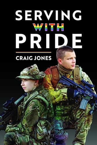 Book cover titled Serving with Pride featuring two soldiers in camouflage uniforms.