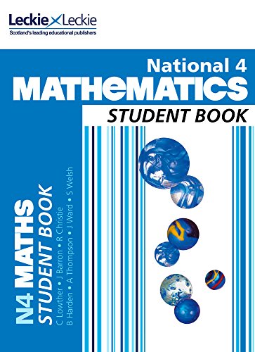 National 4 Mathematics Student Book cover with blue and white design.