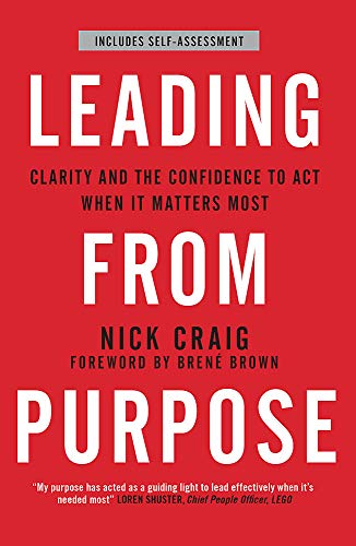 Red book cover with white text: "Leading From Purpose" by Nick Craig.