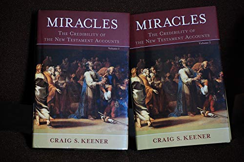 Two red books titled "Miracles: The Credibility of the New Testament Accounts.