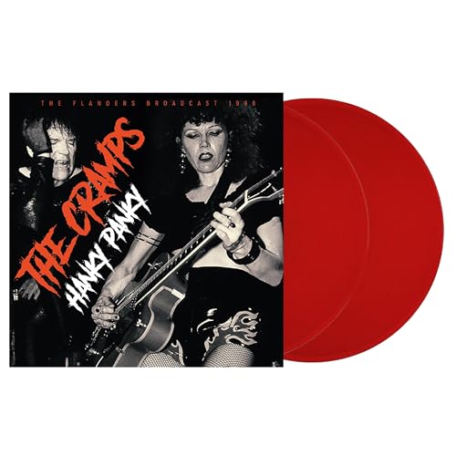 The Cramps "Hanky Panky" red vinyl record with band image.