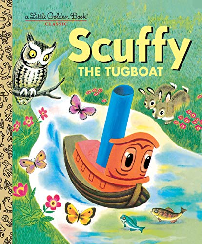 Vintage Little Golden Book cover featuring a smiling tugboat and animals.