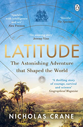Book cover for "Latitude" featuring a sailing ship, palm trees, and map details.