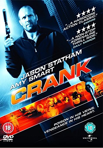 DVD cover for “Crank” featuring Jason Statham holding a gun.