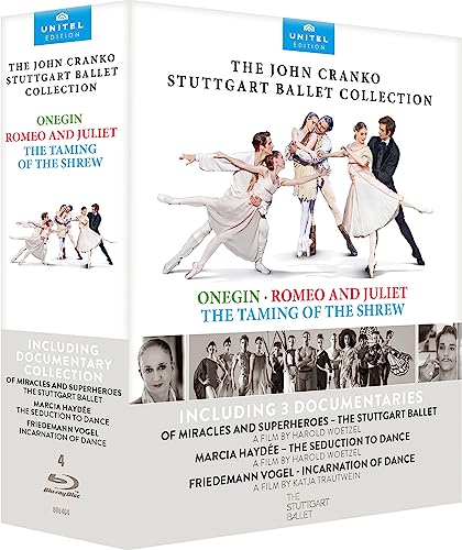 Blu-ray box set of Stuttgart Ballet performances, featuring dancers in costume.