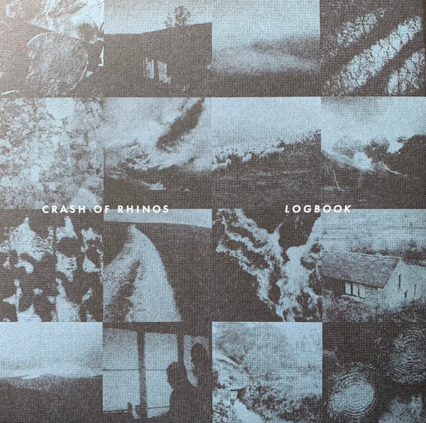 Collage of grainy black and white animal and landscape photos, album title.