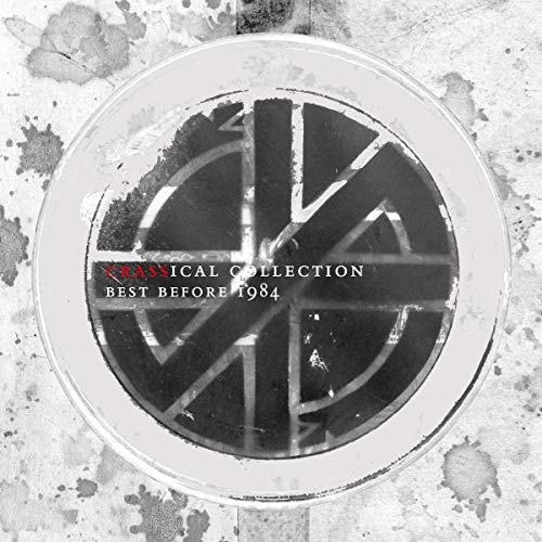 Crass “Best Before 1984” CD cover: circular design with black and red text.
