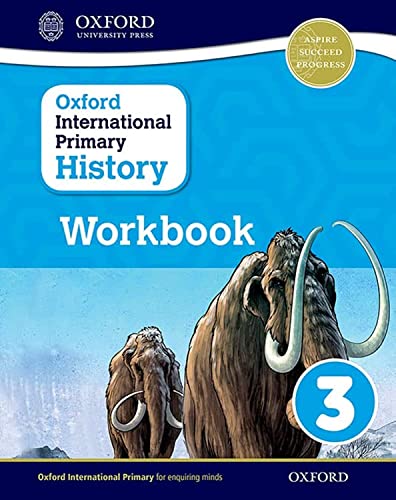 Workbook 3 cover: mammoths, blue background, and Oxford University Press logo.