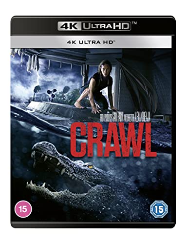 Crawl" 4K UHD Blu-ray cover featuring a woman fleeing an alligator.