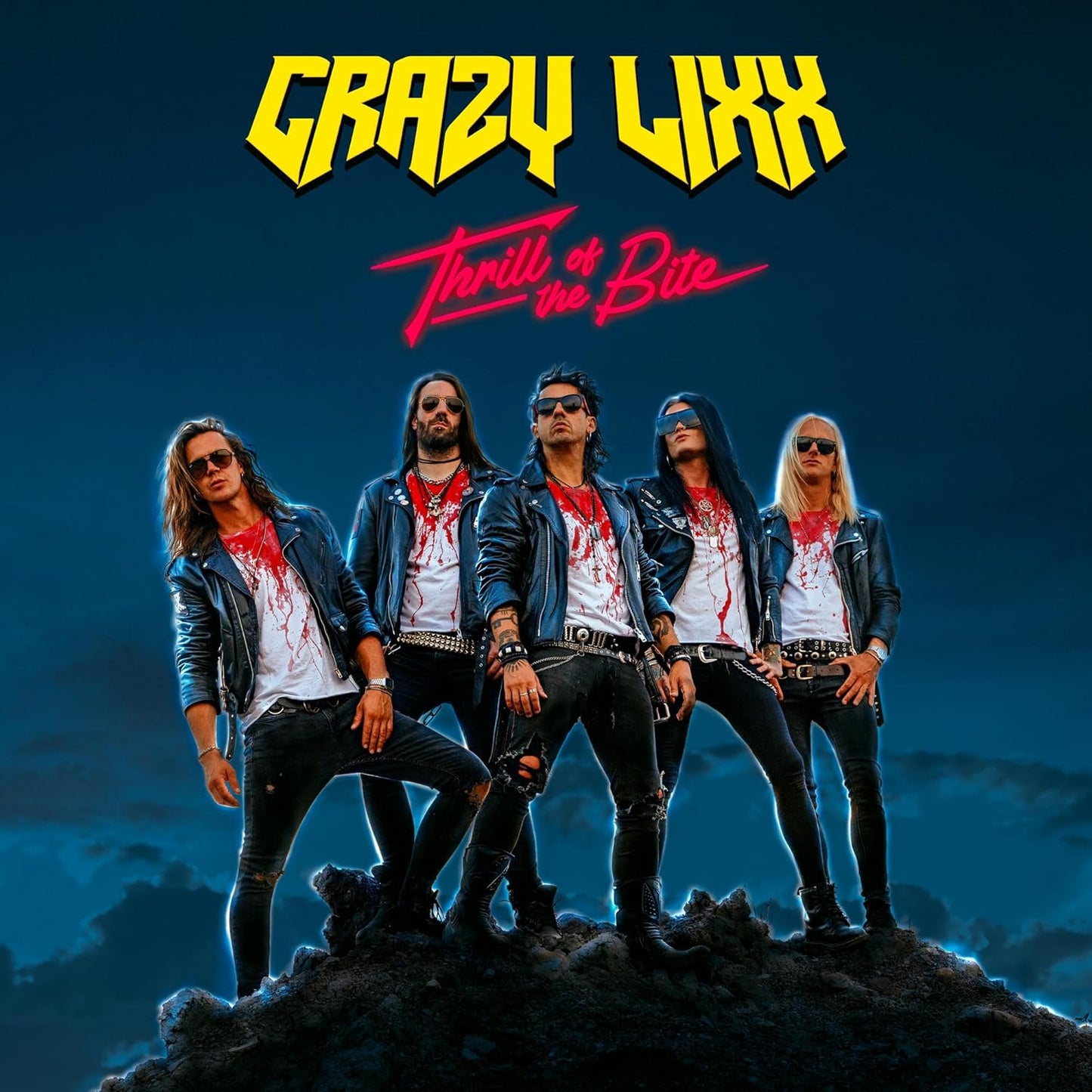 CD cover for Crazy Lixx’s “Thrill Of A Bite” featuring a band in leather.