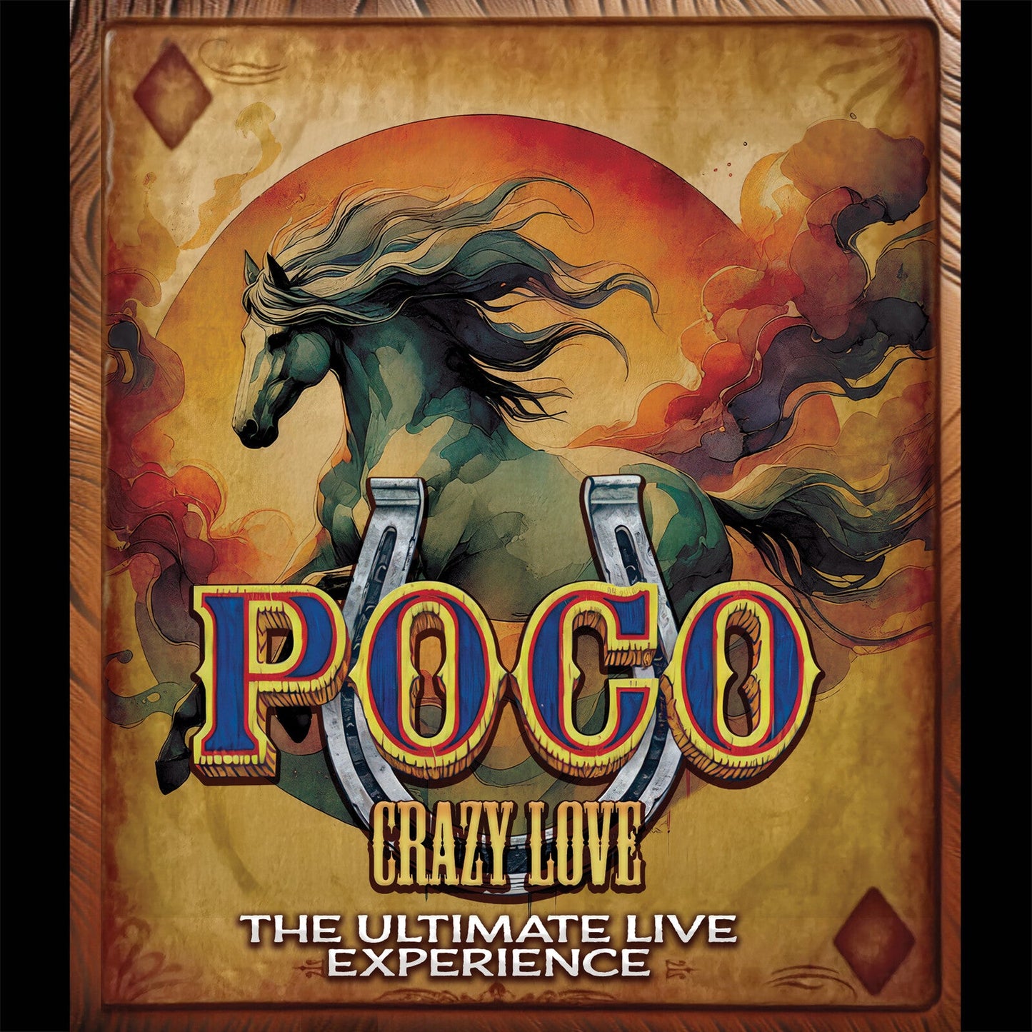 Blu-ray cover featuring a painted horse and the band name "Poco.