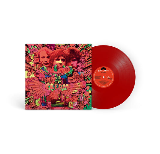 Red vinyl LP of Cream’s “Disraeli Gears” with psychedelic cover art.