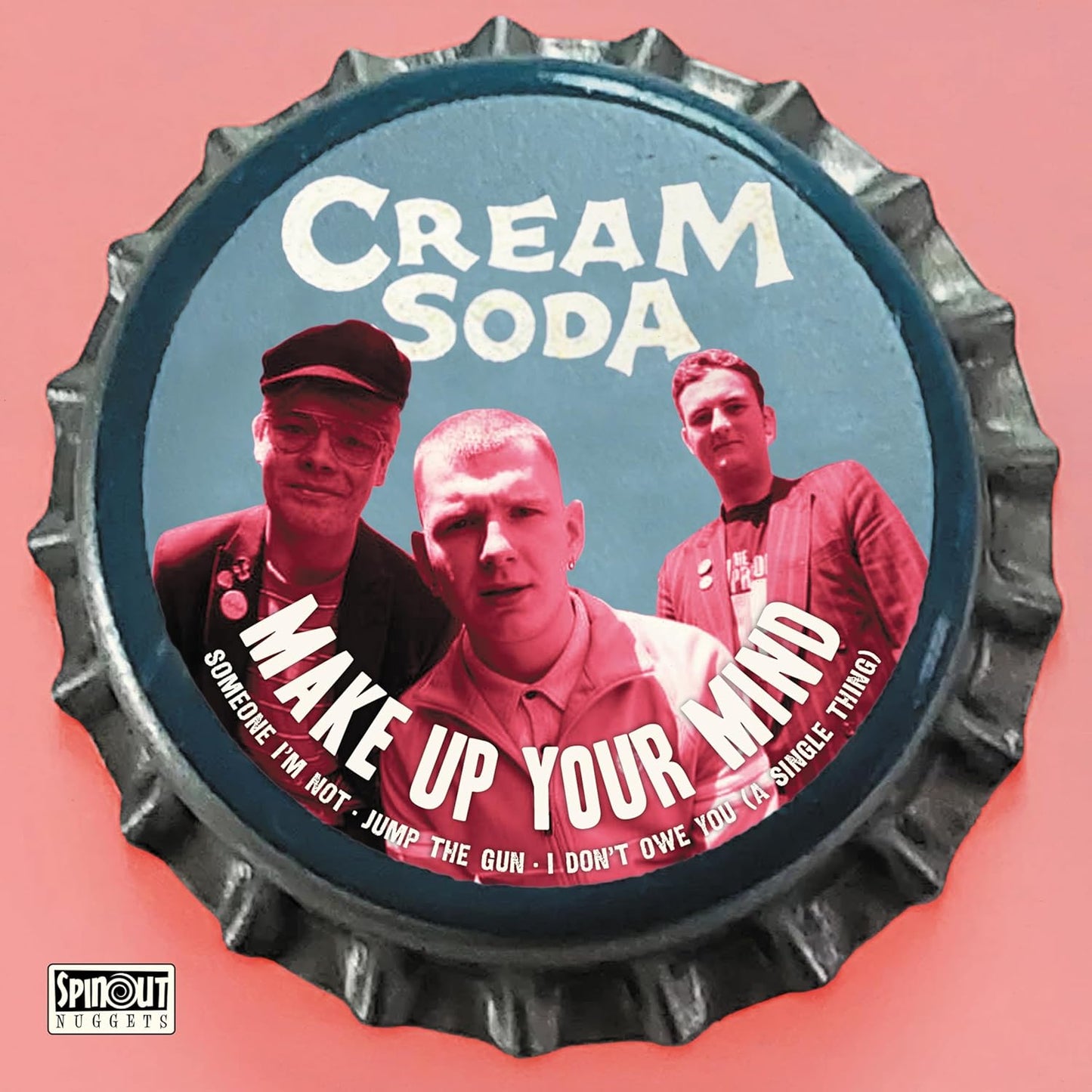 Cream Soda “Make Up Your Mind” vinyl record cover with band portrait.