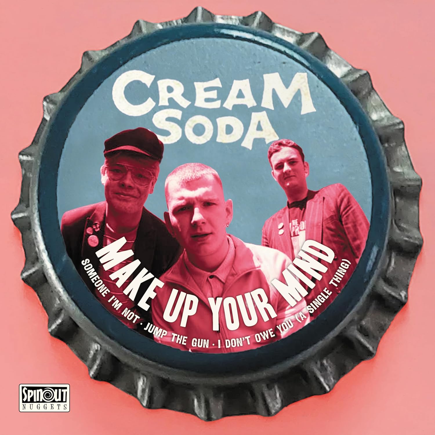 Cream Soda “Make Up Your Mind” vinyl record cover with band portrait.