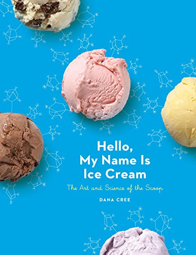 Book cover with five ice cream scoops on a blue background with snowflake patterns.