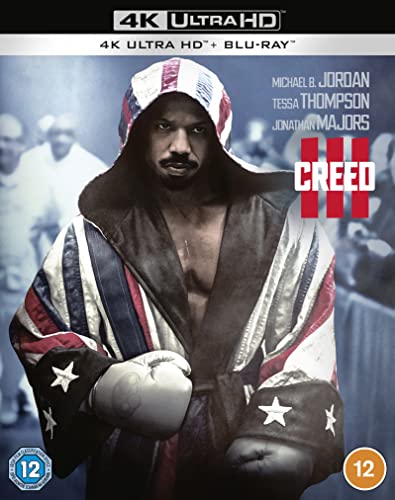 Creed III Blu-ray cover featuring Michael B. Jordan in boxing attire.