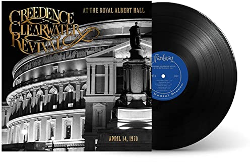 Creedence Clearwater Revival album cover featuring the Royal Albert Hall and a black vinyl record.