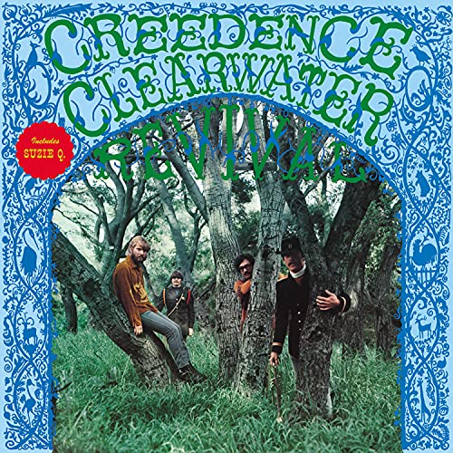 Creedence Clearwater Revival album cover with band posing by trees.