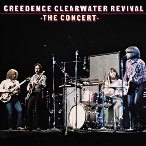 Creedence Clearwater Revival band on stage, album cover.