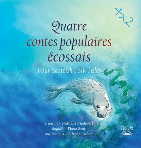 Book cover with illustrated seal and bilingual title: Scottish folk tales.