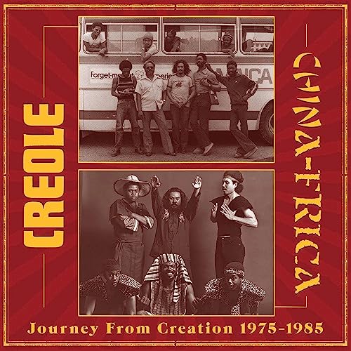Album cover featuring two sepia-toned photos of musical groups on a red background.