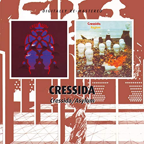 CD cover for Cressida’s “Cressida / Asylum” featuring abstract art and figures.