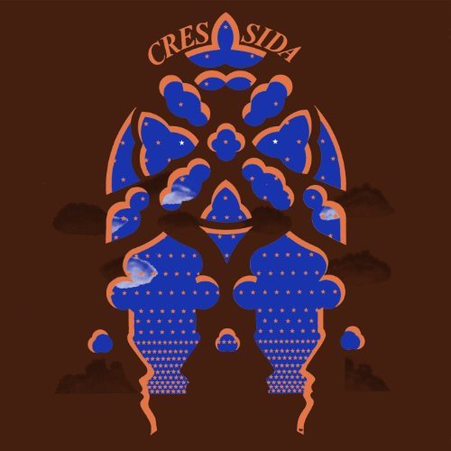 The image depicts a blue and orange abstract design on a brown background. For accessibility purposes, a suitable alt text could be: "Cressida album cover with abstract blue and orange design."
