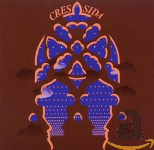 Cressida album cover: abstract blue and brown symmetrical design.