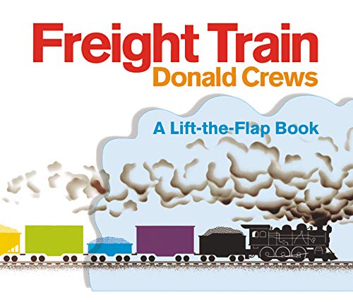 Cover of "Freight Train" lift-the-flap book with a steam train.