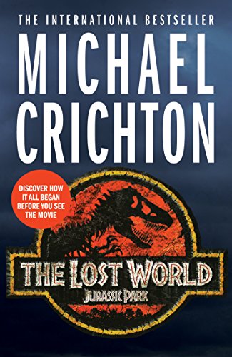 "The Lost World" book cover featuring a dinosaur silhouette against a red and black background.