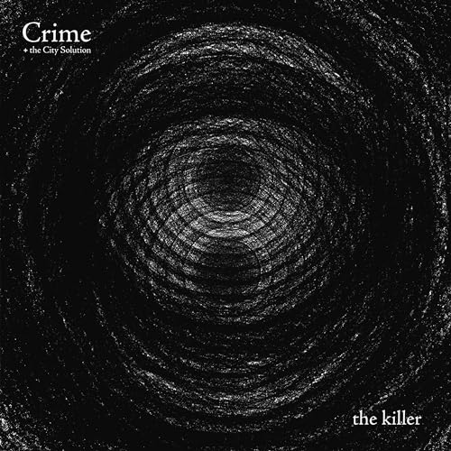 Black and white album cover featuring a textured, concentric circular scribbled vortex.