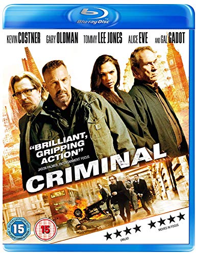 Blu-ray cover for the movie Criminal featuring Kevin Costner, Gary Oldman, and Gal Gadot.