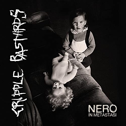 Black and white album cover with a child, doll, and ornate furniture.