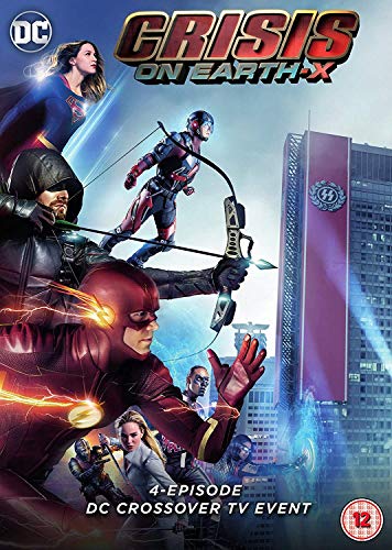 Crisis on Earth-X" DVD cover featuring Supergirl, Flash, and Arrow heroes.